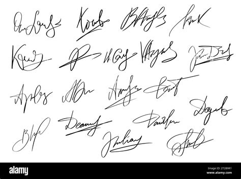 Handwriting Autograph set. Personal fictitious signature calligraphy ...