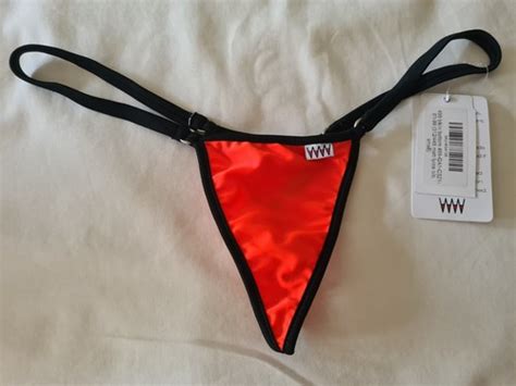 New Wicked Weasel Matt Lycra Tri Back Bikini Bottom Orange Black Small EBay
