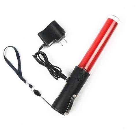 Led Traffic Baton Light With Rechargeable Magnet For Road Safety Red