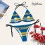 Yellow Stripe Corona Extra Triangle Bikini Set Swimsuit