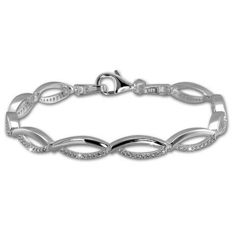 SilberDream Armband Oval Zirkonia weiß 925er Silber 18 5cm Damen SDA460W