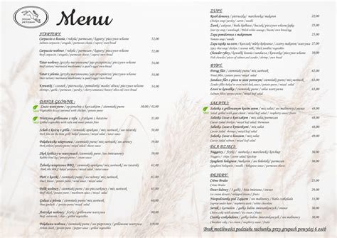 Menu Go Ciniec Pod Zaj Cem