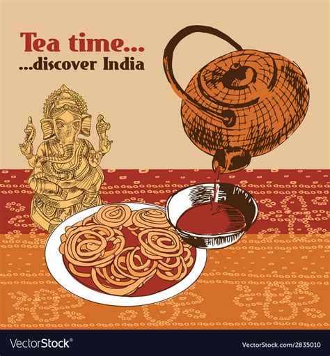 Indian Teapot And Cup Royalty Free Vector Image