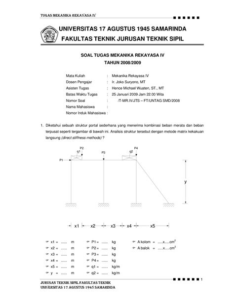 PDF Soal Tugas Mekanika Rekayasa IV 2008 DOKUMEN TIPS