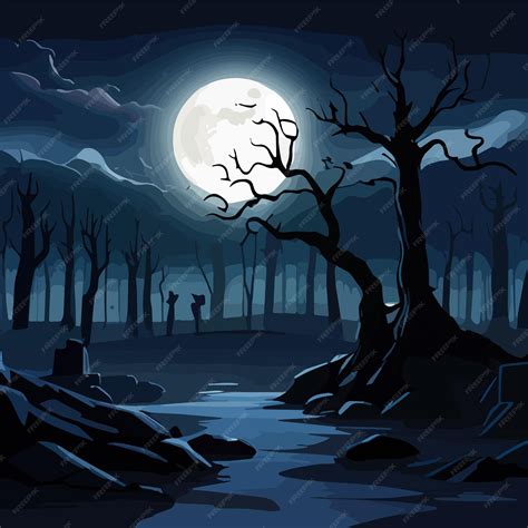 Ilustração Vetorial Abóbora De Halloween Fundo Noturno Assustador Com Nuvens De Lua Cheia