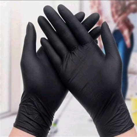 Jual SEPASANG SARUNG TANGAN HITAM NITRILE HANDSCOON LATEX LATEKS