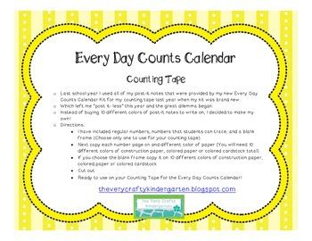 Every Day Counts Calendar Supplement- Counting Tape | TpT