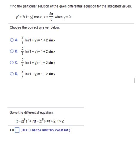 Find The Particular Solution Of The Differential Equation Medical Recovery