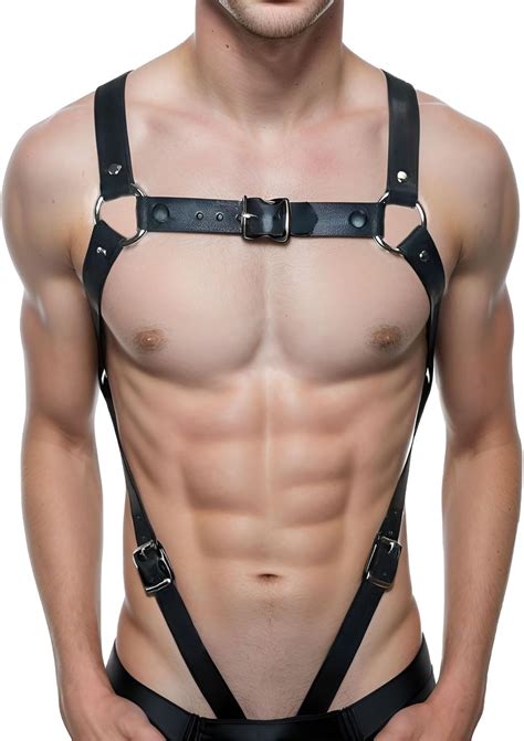 Leather Men S Shiny Body Chest Harness Belt Adjustable Buckle Straps