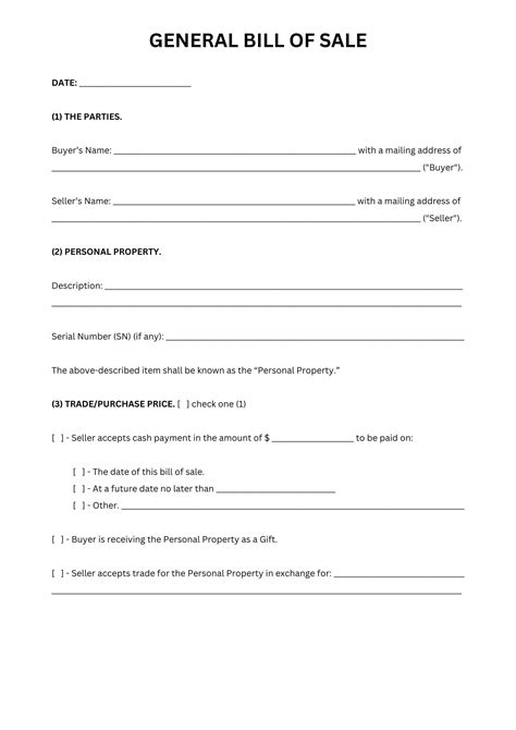 General Bill Of Sale Bill Of Sale Bill Of Sale Template Bill Of Sale Form Bill Of Sale Pdf