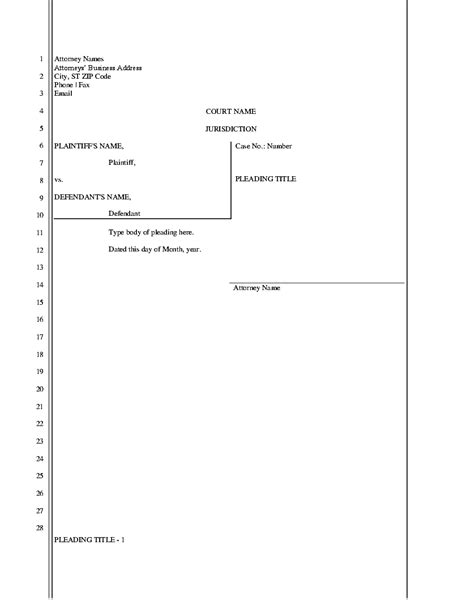 Federal Court Complaint Template Word Flyer Template