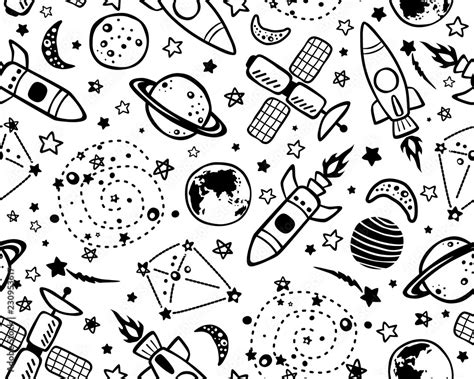 Seamless pattern vector of outer space theme set. Eps 10 Stock Vector ...