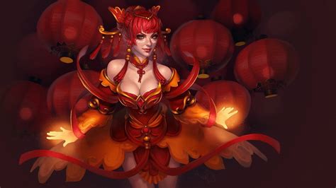 Dota Lina Lina Inverse Fantasy Girl Video Games P Hd Wallpaper