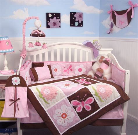 Soho Pink And Brown Sweetie Garden Baby Crib Nursery Bedding Set 13 Pcs