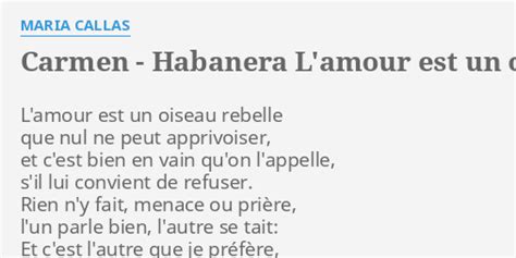 Carmen Habanera L Amour Est Un Oiseau Rebelle Lyrics By Maria