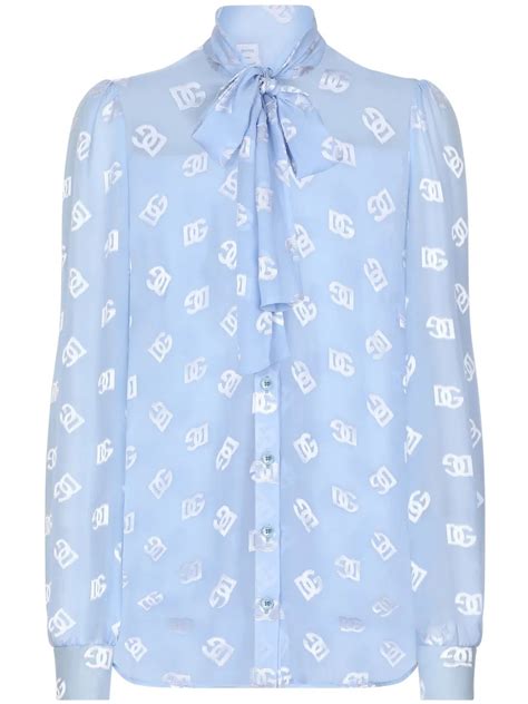 Dolce Gabbana Pussy Bow Collar Semi Sheer Shirt White FARFETCH UK
