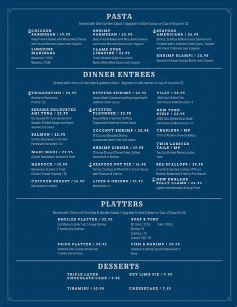 menu  anchor restaurant flagler beach