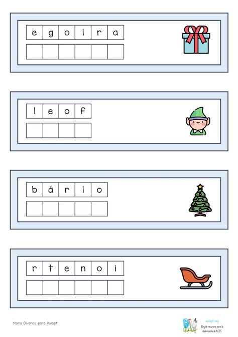 Tiras Para Plastificar Ordenar Letras En Vocabulario Navide O Aula Pt