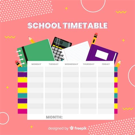 Free Vector | Flat design school timetable template