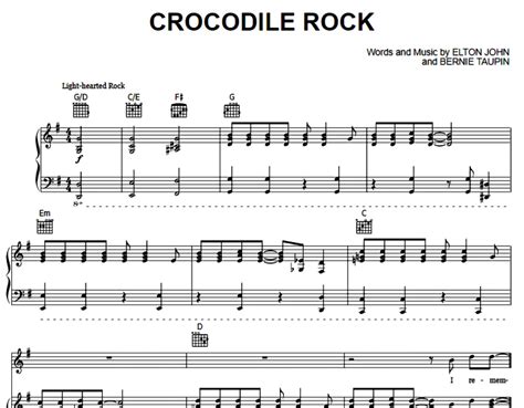 Elton John-Crocodile Rock Free Sheet Music PDF for Piano | The Piano Notes