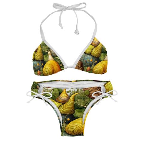 Snail Detachable Sponge Adjustable Strap Bikini Set Two Pack Swimsuit