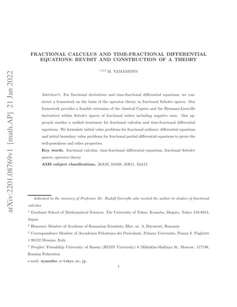 (PDF) Fractional calculus and time-fractional differential equations ...