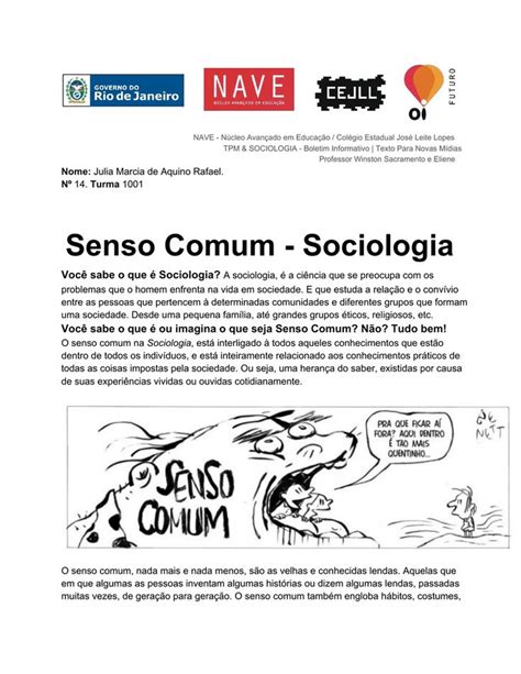 Sociologia E Senso Comum - Senso Comum Sociologia em 2025 | Sociologia, Dicas de ensino, Estudos ...