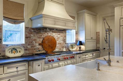 11 White Kitchen Cabinets With Brick Backsplash Pictures