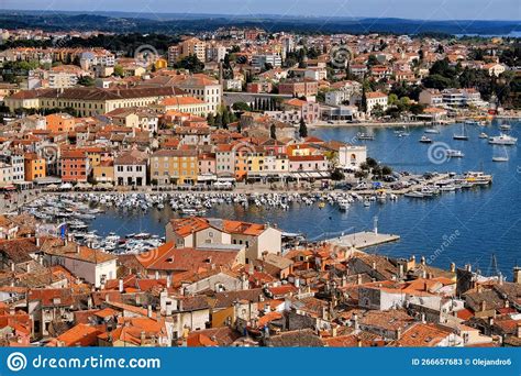 Croatia Rovinj Harbour View From The Top Of The Island Stock Image