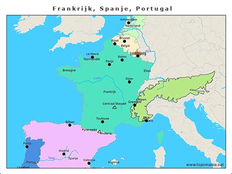 Topografie Frankrijk Spanje Portugal Topomania Net