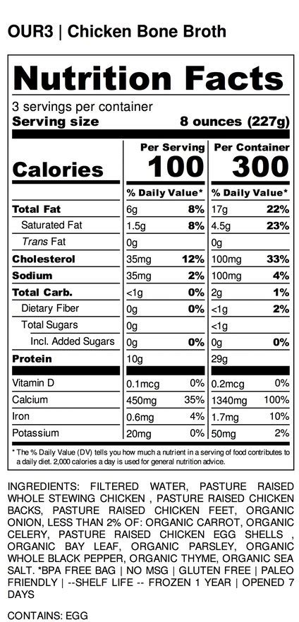 Bone Broth Nutrition Facts Chicken - Nutrition Pics