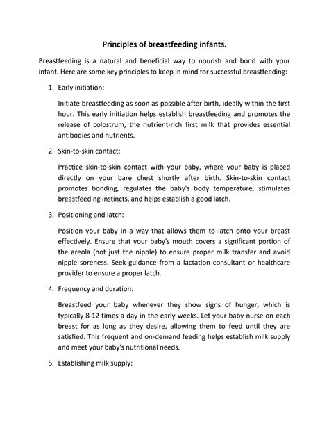 SOLUTION: Principles of breastfeeding infants - Studypool