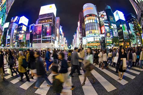 Busy Street Crossing At Night In Ginza Tokyo Stock Photograph Iain