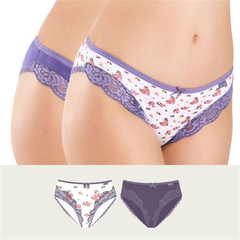Braga bikini algodón con puntilla en pack de 2 Kehat