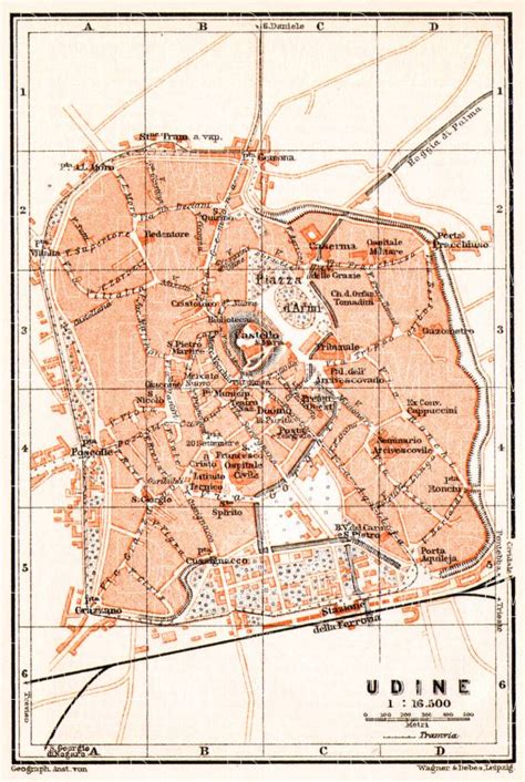 Old Map Of Udine In 1908 Buy Vintage Map Replica Poster Print Or