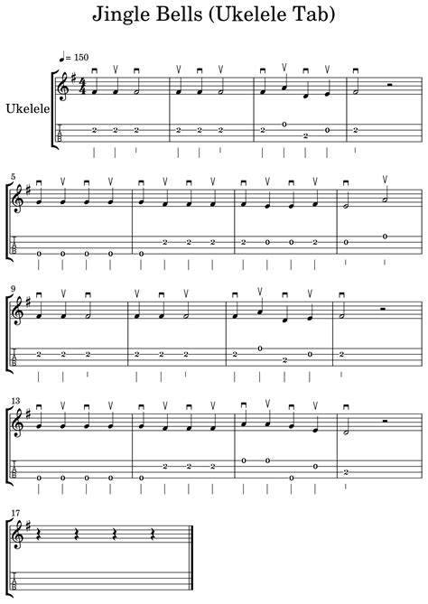 Jingle Bells Ukelele Tab Sheet Music For Ukulele