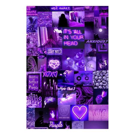 20 Purple Theme Aesthetic Wall Collage Kits Photo Cards With Hd Priting