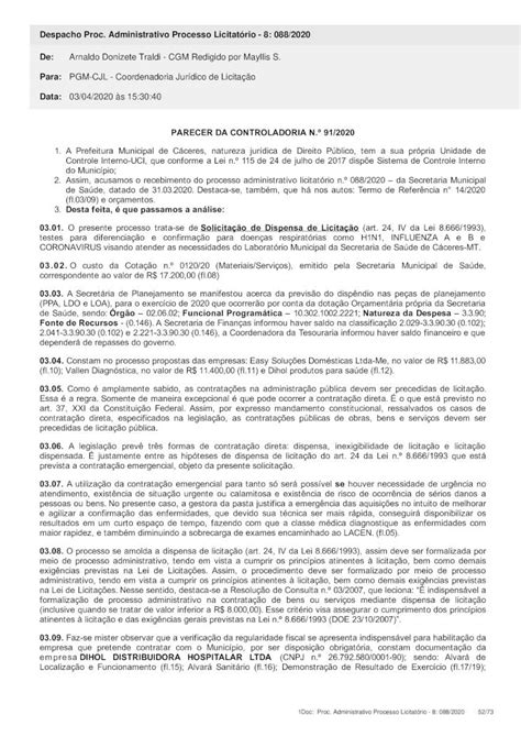 PDF Despacho Proc Administrativo Processo Licitatório 8