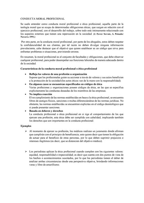 Caracteristicas Conducta Moral Profecional Conducta Moral Profecional