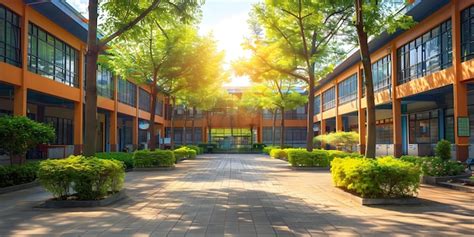 Premium Photo | Daylight view of a typical American school building ...