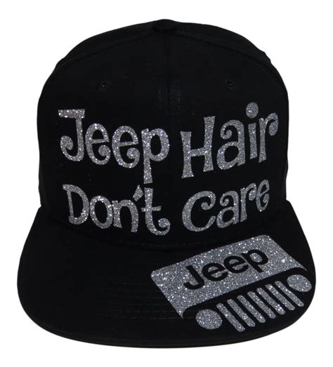 New Silver Glitter Jeep Hair Don T Care Black Flat Bill Snap Back Baseball Cap Order Now At