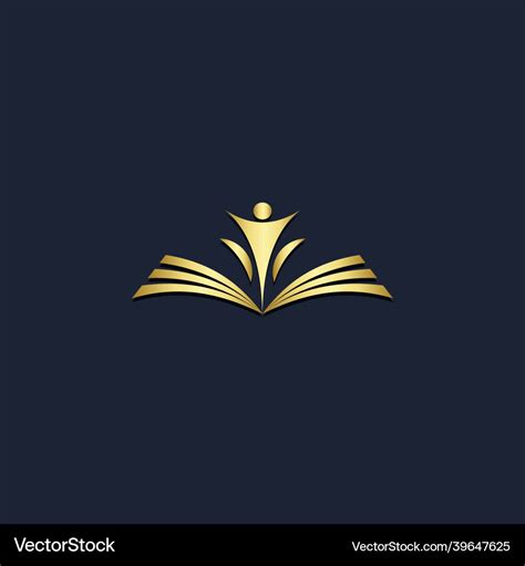 Open Book Student Education Gold Logo Royalty Free Vector