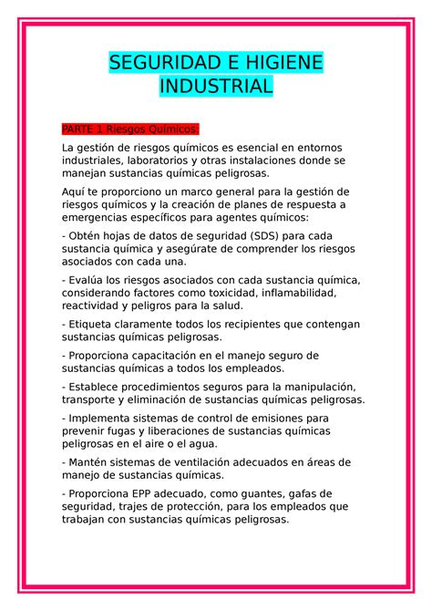 Seguridad E Higiene Industrial Entregable Seguridad E Higiene