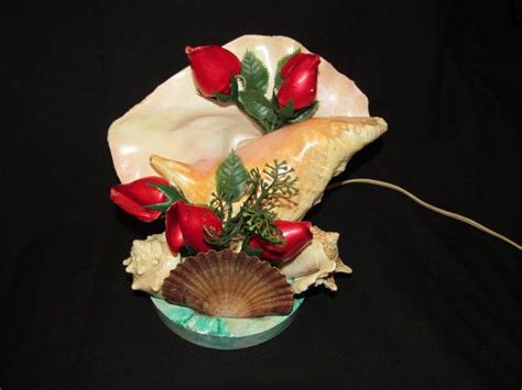 Vintage 1950s Conch Shell Lamp Florida Shell Tv Night Light W Scallop