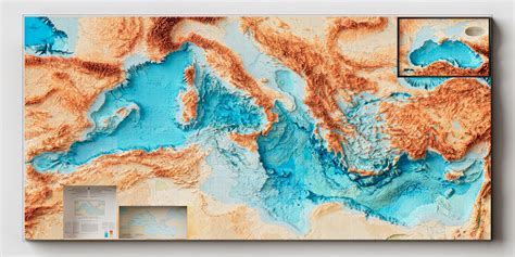 Mediterranean Sea And Land Topographic 3d Art Map On Behance