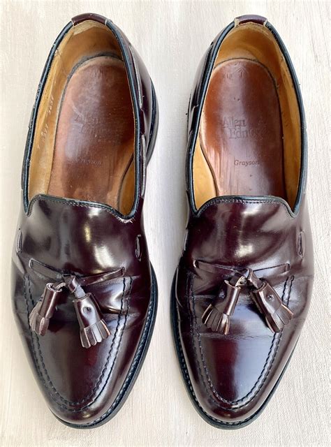 Allen Edmonds Grayson 8297 Mens Tassel Burgundy Leather Loafer Dress