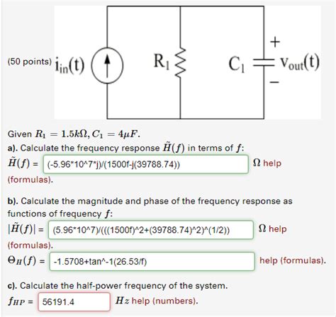 Solved Given R K Ohm C Mu F A Calculate Chegg