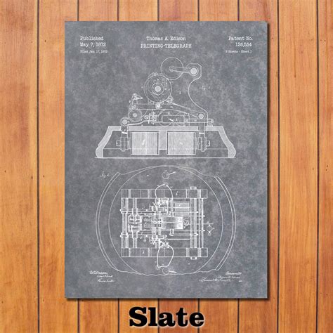 Edison Printing Telegraph Patent Print Art 1872 Etsy