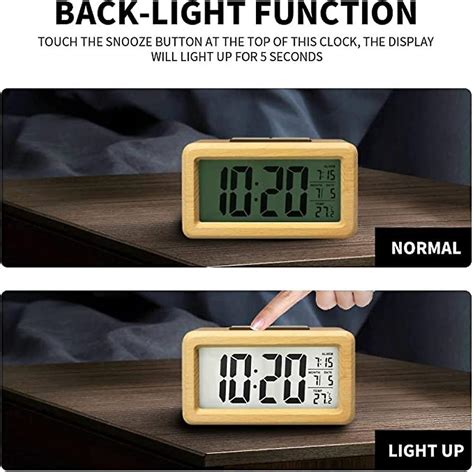 Wooden Lcd Digital Alarm Clock With Intelligent Sensor Night Light