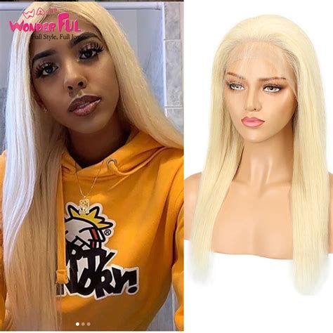 Blonde Lace Front Wig With Baby Hair Remy Brazilian Straight Human Hair Frontal Wigs